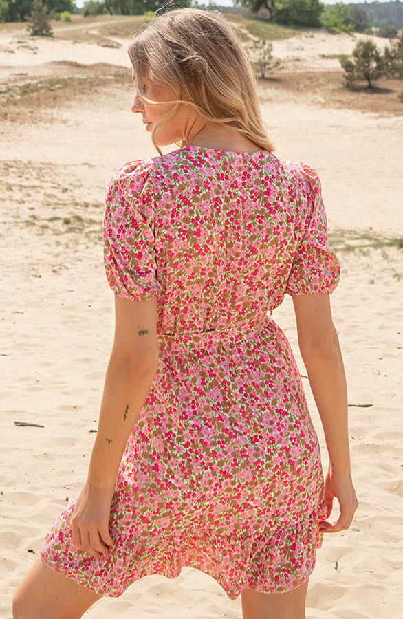Bloemenprint Strik Jurk Juna Roze – shoparchief — foto 3