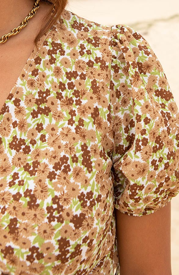 Bloemenprint Strik Jurk Juna Taupe – shoparchief — foto 4