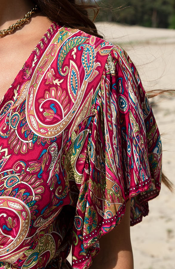 Bohemian Midi Jurk Aimee Fuchsia – shoparchief — foto 4