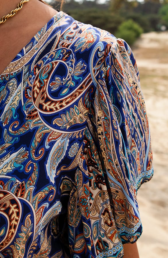 Bohemian Midi Jurk Aimee Kobalt – shoparchief — foto 3