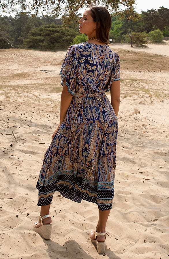 Bohemian Midi Jurk Aimee Kobalt – shoparchief — foto 2