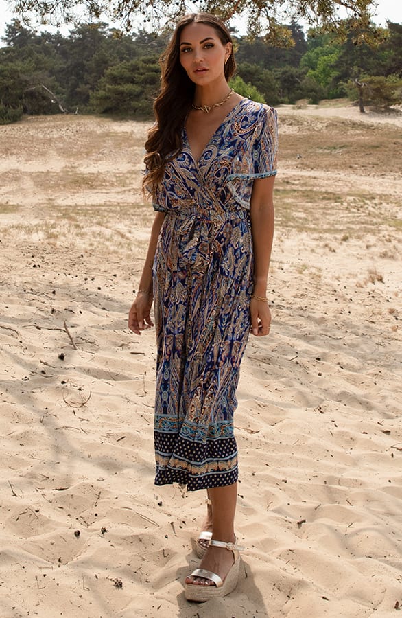 Bohemian Midi Jurk Aimee Kobalt – shoparchief — foto 4