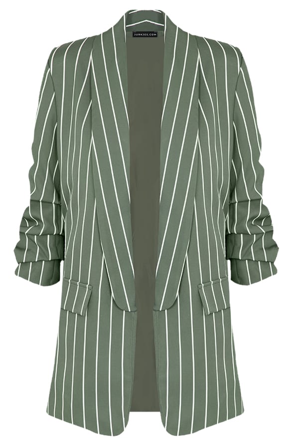 Dames Blazer Nore Beige Gestreept Army – shoparchief
