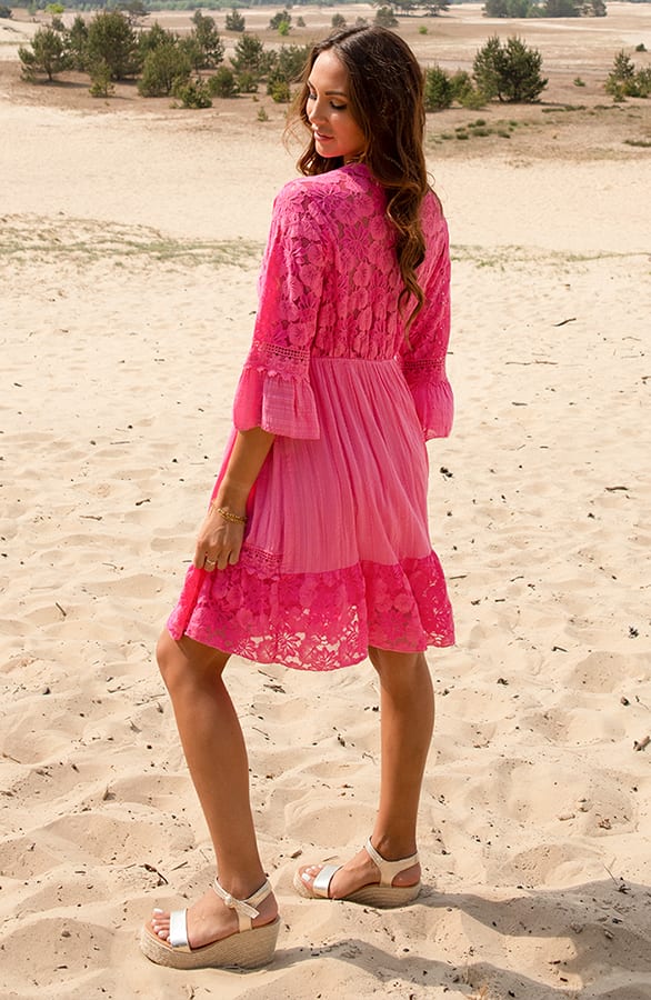 Embroidery Detail Jurk Maureen Fuchsia – shoparchief — foto 3