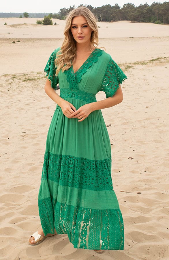 Embroidery Maxi Jurk Maureen Groen – shoparchief — foto 2
