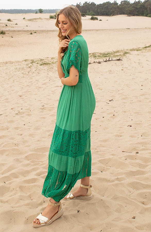 Embroidery Maxi Jurk Maureen Groen – shoparchief — foto 3