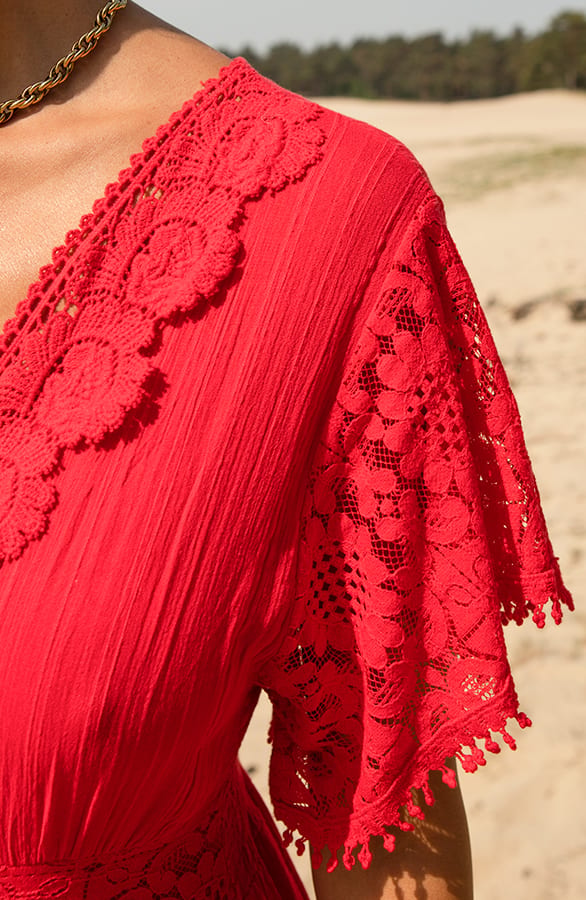 Embroidery Maxi Jurk Maureen Rood – shoparchief — foto 4