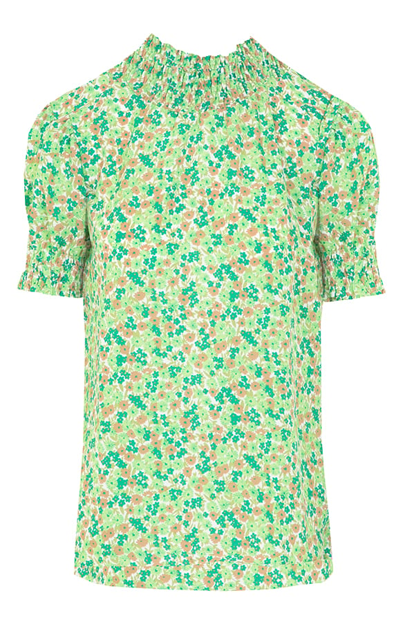 Lynn Top Bloemenprint Bright Green – shoparchief