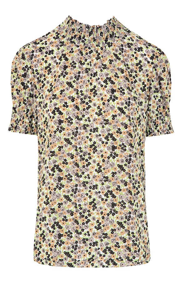 Lynn Top Bloemenprint Zwart Beige – shoparchief
