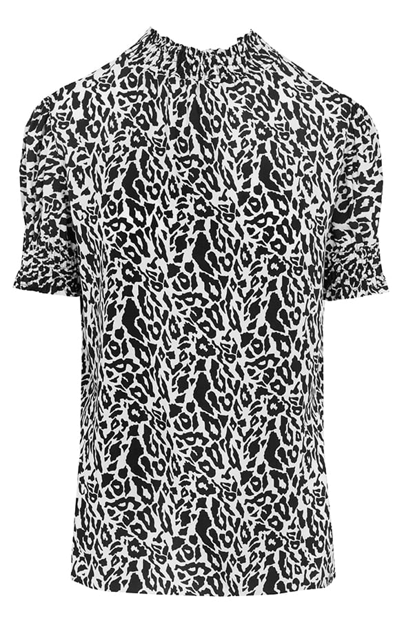 Lynn Top Print Ecru Zwart – shoparchief