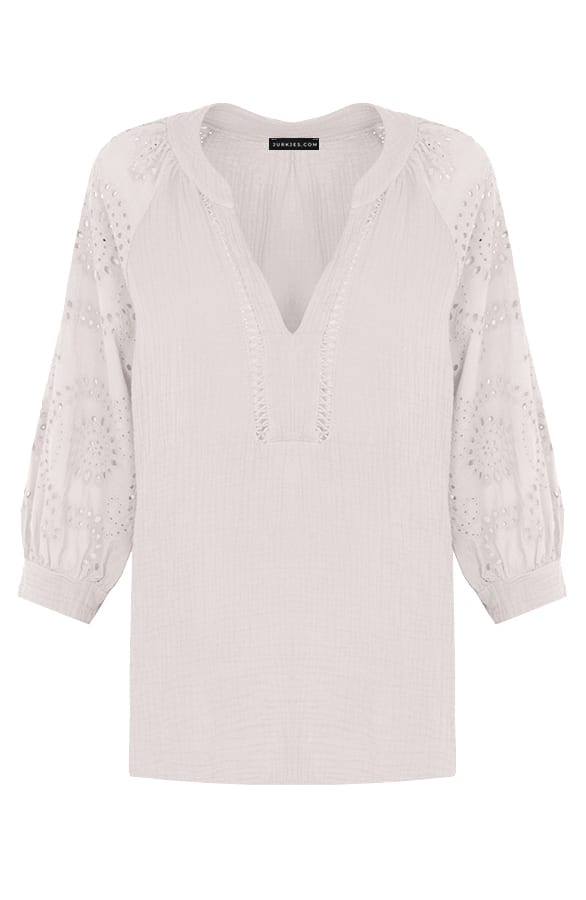 Oversized Embroidery Blouse Faith Beige – shoparchief