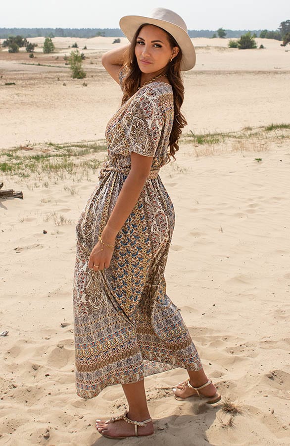 Print Maxi Jurk Elodie Beige – shoparchief — foto 3