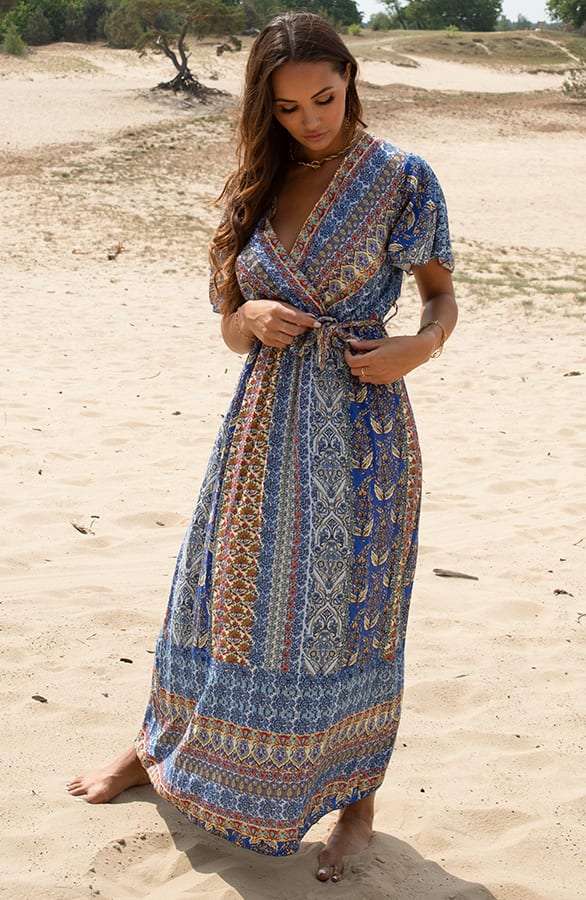 Print Maxi Jurk Elodie Kobalt – shoparchief — foto 5