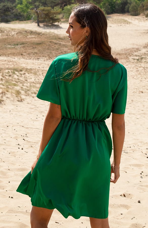 Ruches Silk Dress Esmee Bright Green – shoparchief — foto 3
