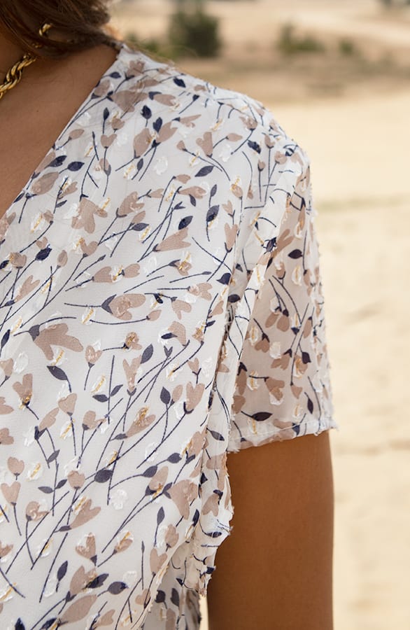 Ruffle Bladerenprint Jurkje Nina Ecru – shoparchief — foto 4