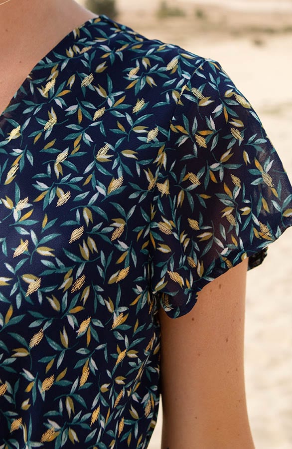 Ruffle Bladerenprint Jurkje Nina Marine – shoparchief — foto 6