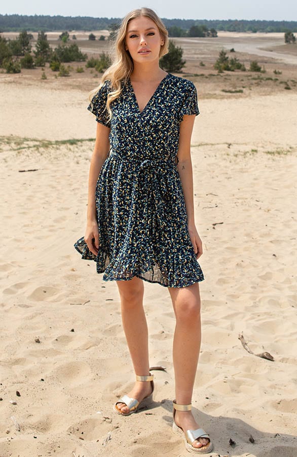 Ruffle Bladerenprint Jurkje Nina Marine – shoparchief — foto 5