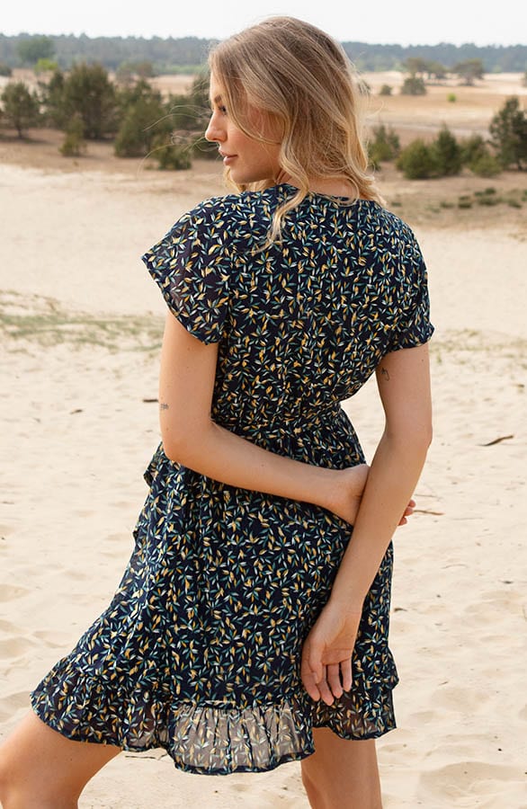 Ruffle Bladerenprint Jurkje Nina Marine – shoparchief — foto 4