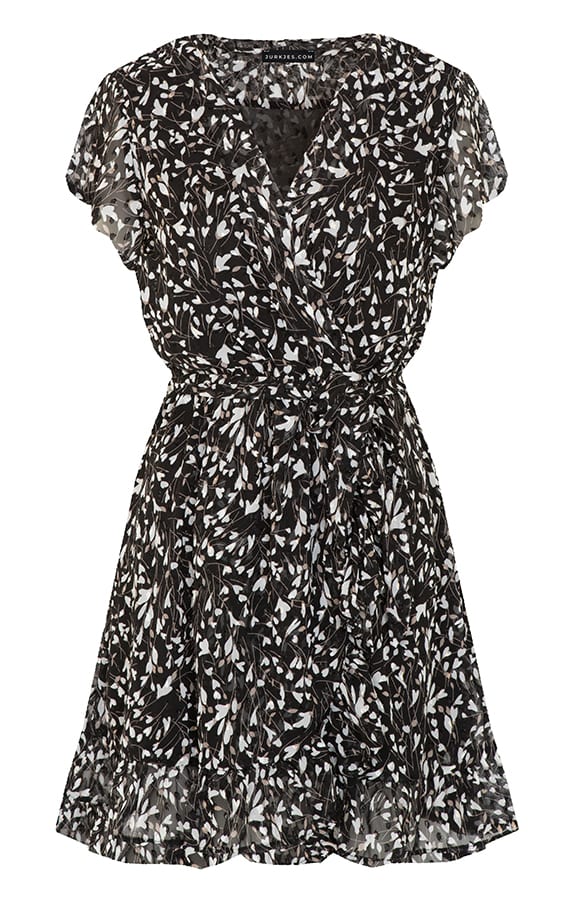 Ruffle Hartjesprint Jurkje Nina Wit Zwart β shoparchief