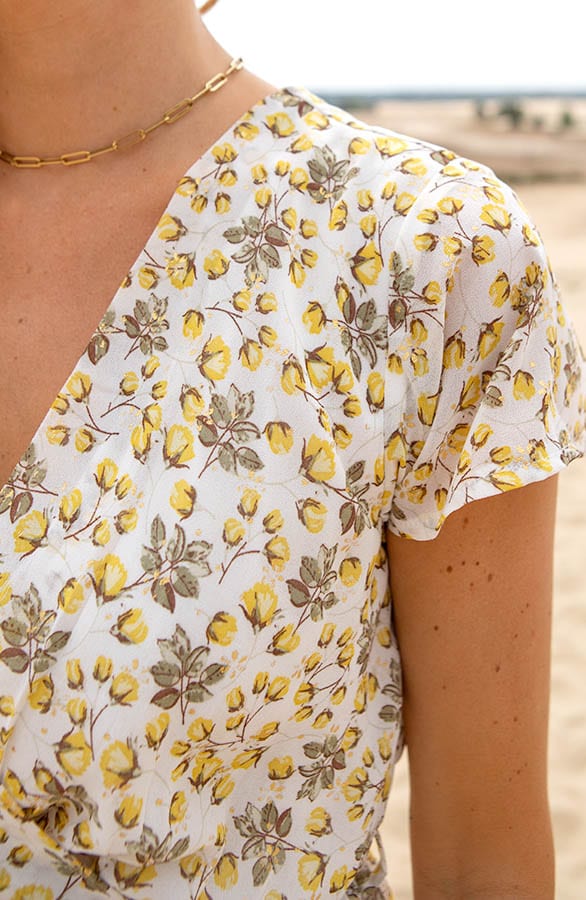 Ruffle Bloemenprint Jurkje Nina Ecru Geel – shoparchief — foto 4