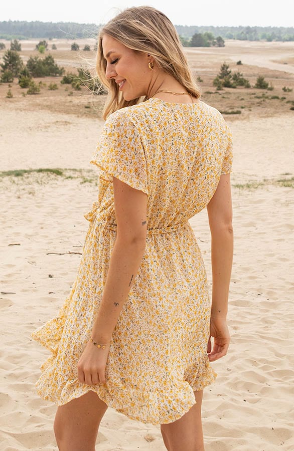 Ruffle Bloemenprint Jurkje Nina Geel – shoparchief — foto 4