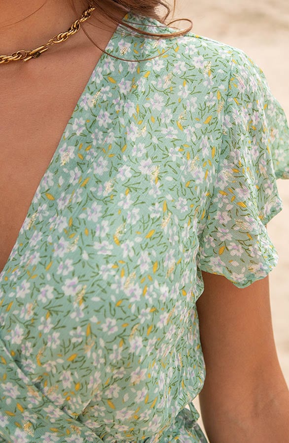 Ruffle Bloemenprint Jurkje Nina Mint – shoparchief — foto 4