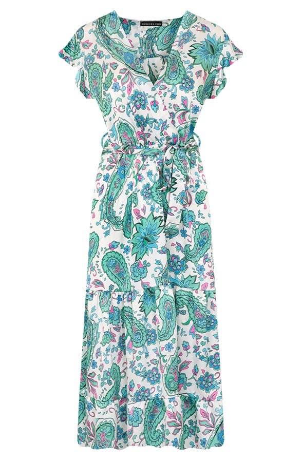 Satijnen Maxi Jurk Bloemen Danique Mint – shoparchief