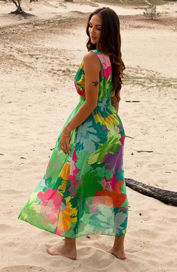 V-hals Maxi Jurk Layla Groen – shoparchief — foto 3