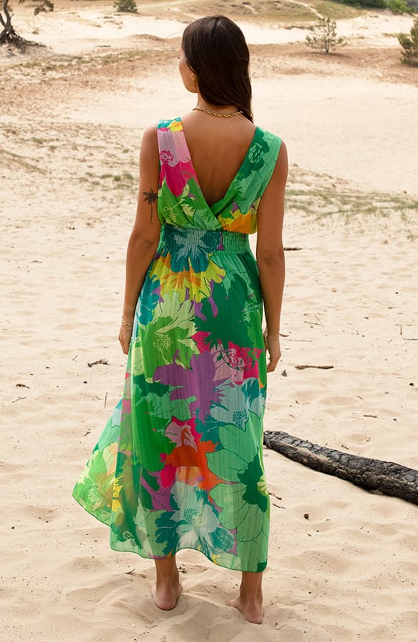 V-hals Maxi Jurk Layla Groen – shoparchief — foto 4