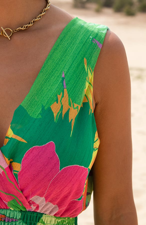 V-hals Maxi Jurk Layla Groen – shoparchief — foto 5