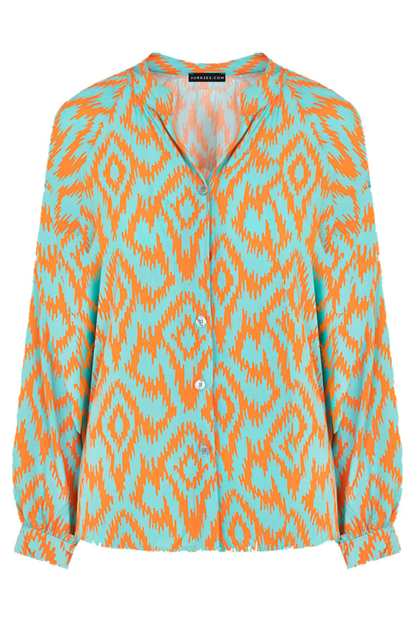 Aztec Print Blouse Melody Mint Oranje – shoparchief