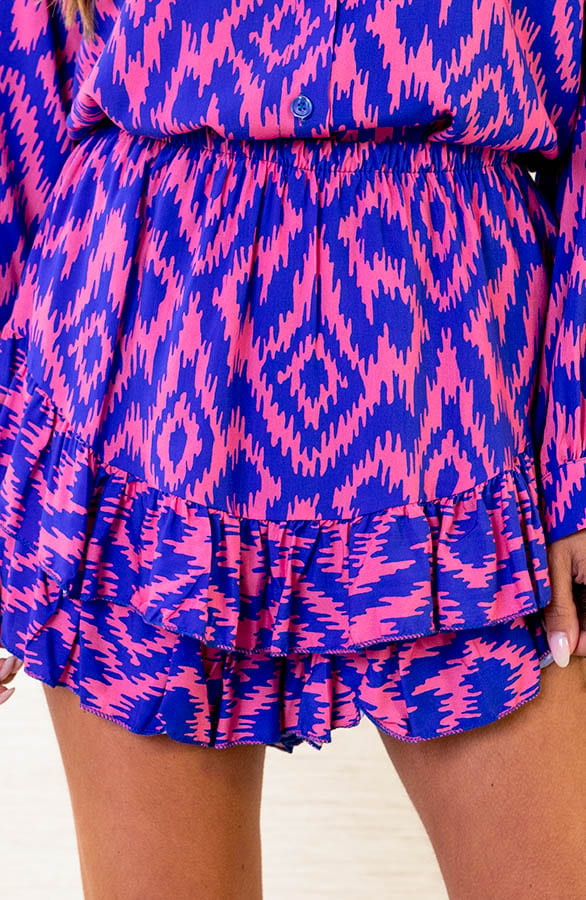 Aztec Print Skort Melody Kobalt Roze – shoparchief