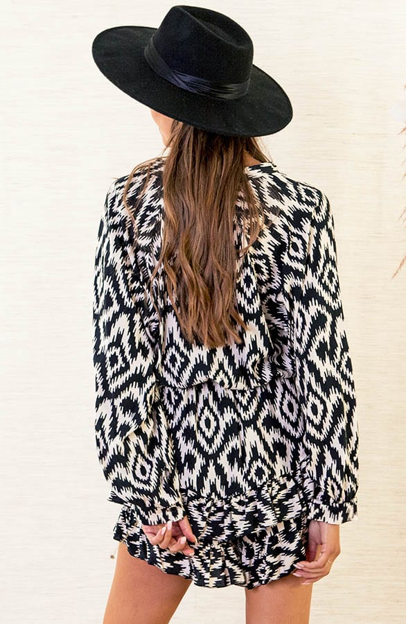 Aztec Print Skort Melody Zwart Wit – shoparchief — foto 5