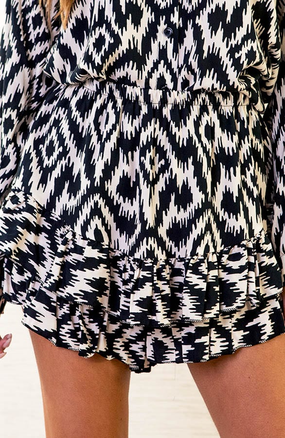 Aztec Print Skort Melody Zwart Wit – shoparchief