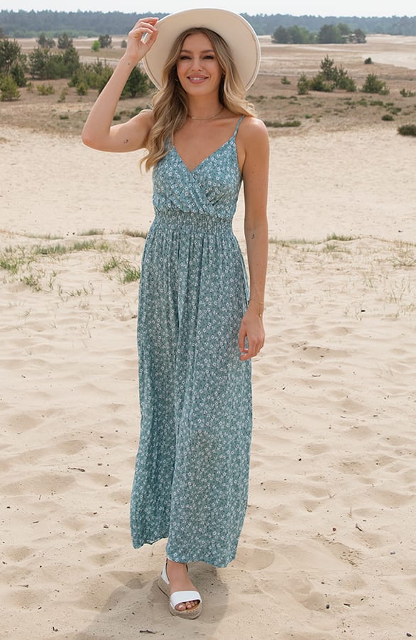Bloemen Spaghetti Jurk Jacky Dust Mint – shoparchief