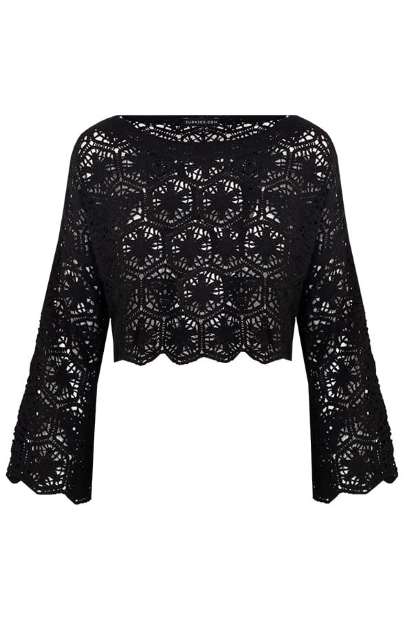 Bohemian Embroidery Top Livia Zwart – shoparchief