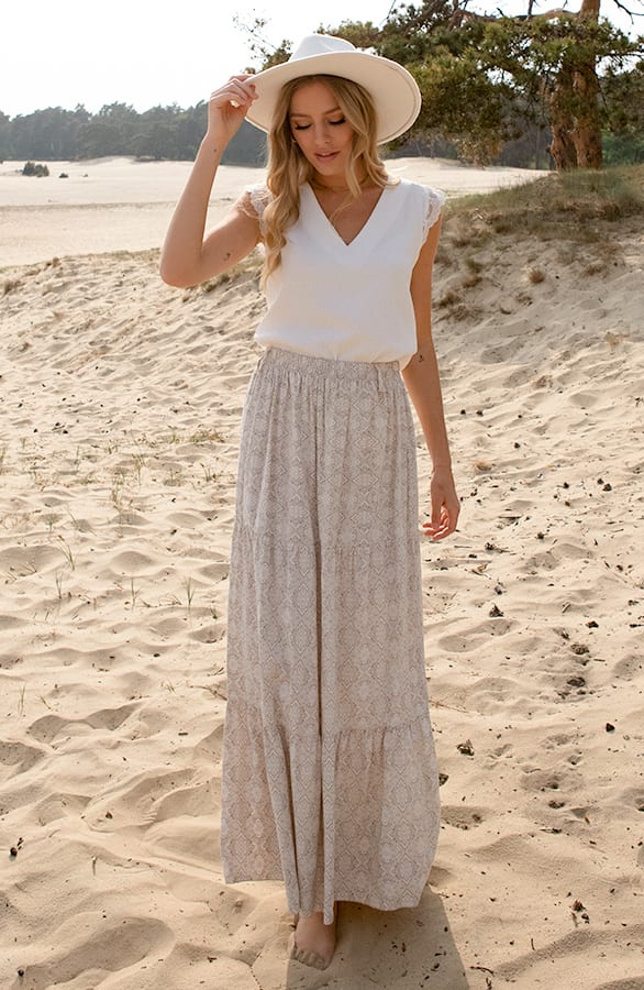 Boho Maxi Rok Jaimy Beige – shoparchief — foto 3