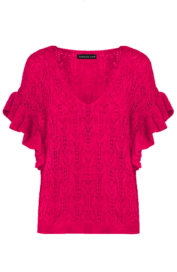 Crochet Ruffle Top Jolien Fuchsia – shoparchief
