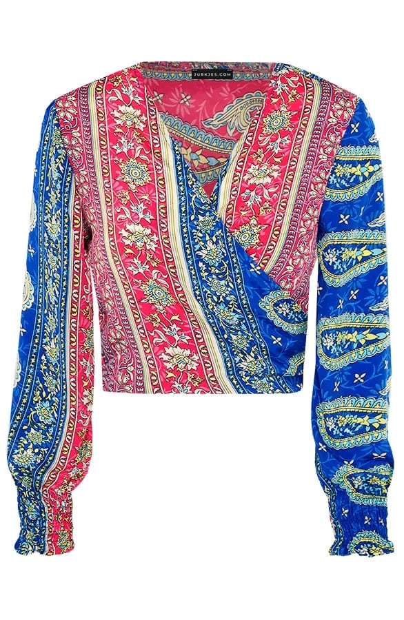 Cropped Print Top Jesslyn Kobalt – shoparchief