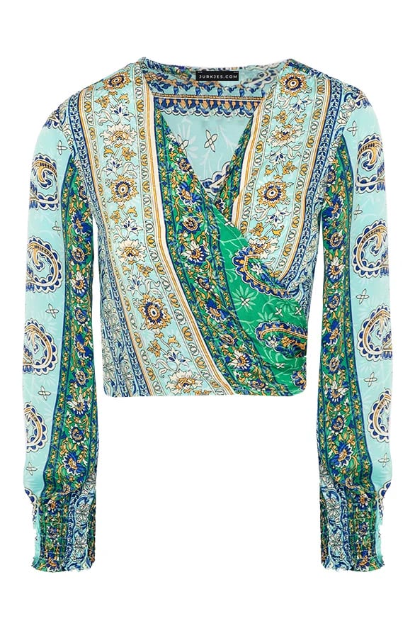 Cropped Print Top Jesslyn Mint – shoparchief