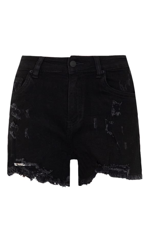 Damaged Denim Shorts Pip Zwart – shoparchief