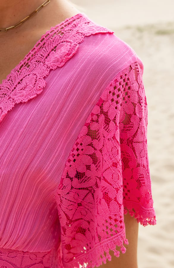 Embroidery Maxi Jurk Maureen Fuchsia – shoparchief — foto 4