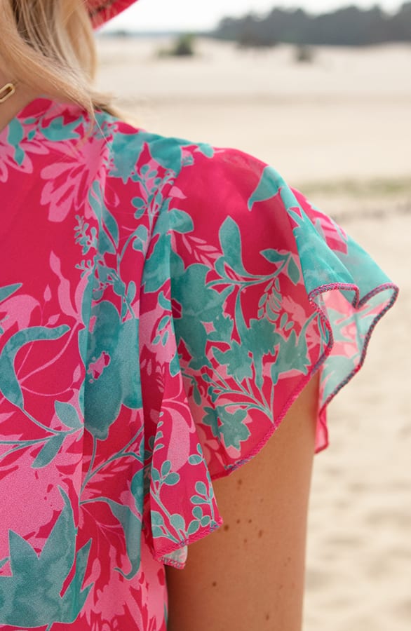 Floral Strik Jurkje Noelle Roze Turquoise – shoparchief — foto 4