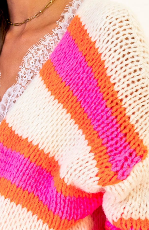 Gebreid Strepen Vest Kristy Roze Oranje – shoparchief — foto 5