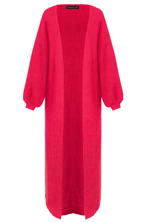 Gebreid Vest Lang Mila Fuchsia – shoparchief