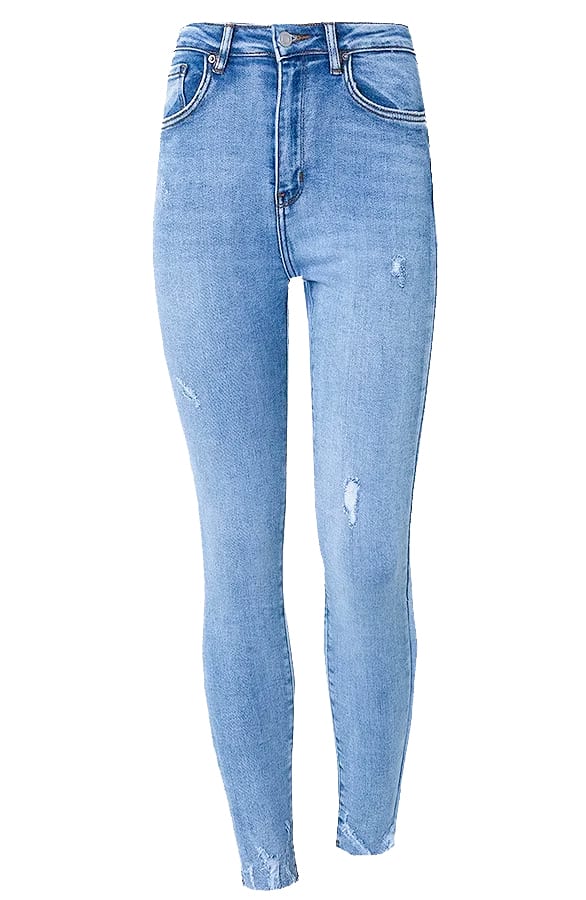 Hoge Taille Broek Damaged Lizzy Light Blue – shoparchief