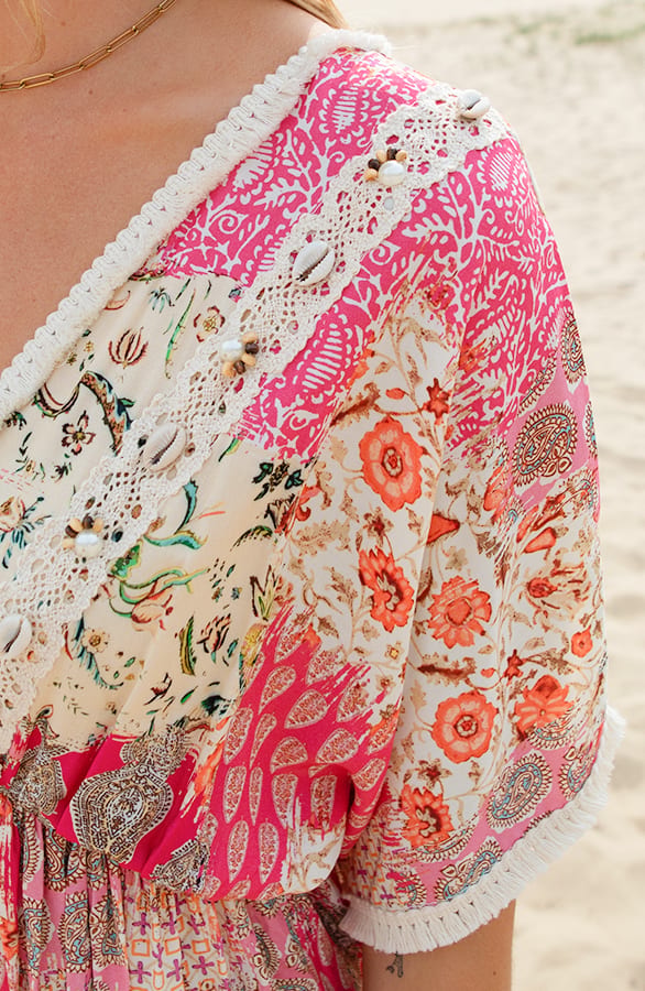 Ibiza Maxi Print Jurk Yvette Fuchsia – shoparchief — foto 5