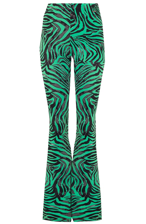 Janine Flared Broek Zebraprint Bright Green – shoparchief
