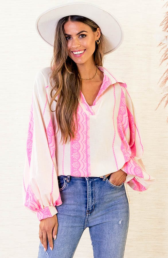 Katoenen Banen Blouse Noé Fuchsia – shoparchief — foto 5