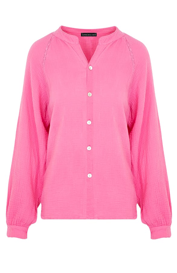 Katoenen Oversized Blouse Shelly Roze – shoparchief